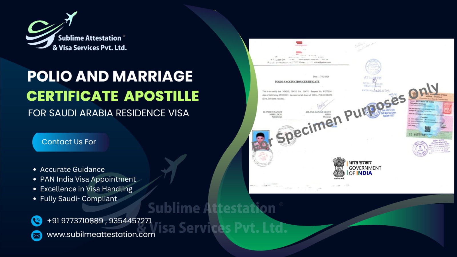 Polio & Marriage Certificate Apostille for Saudi Residence Visa